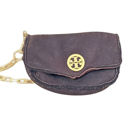 Faux Tory Burch Brown & Gold Crossbody Bag Chain Strap Spanish shearling lamb - Picture 2 of 8